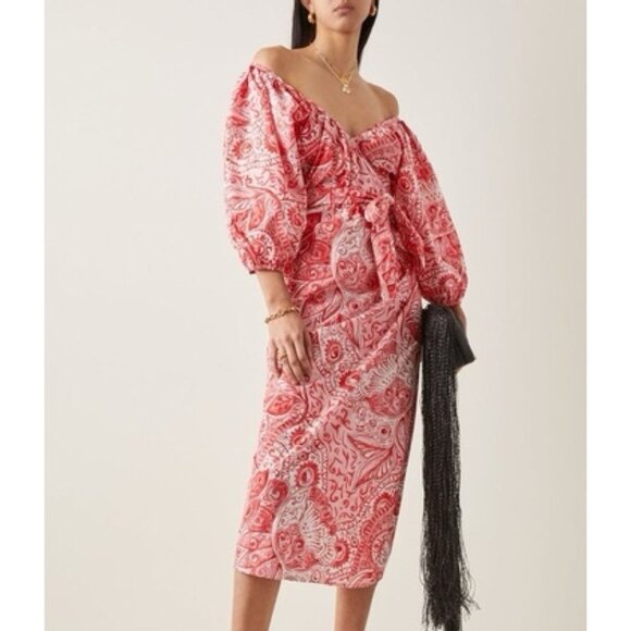 Mara Hoffman Adonia Fila Organic Cotton Voile Midi Wrap Dress - Picture 1 of 13